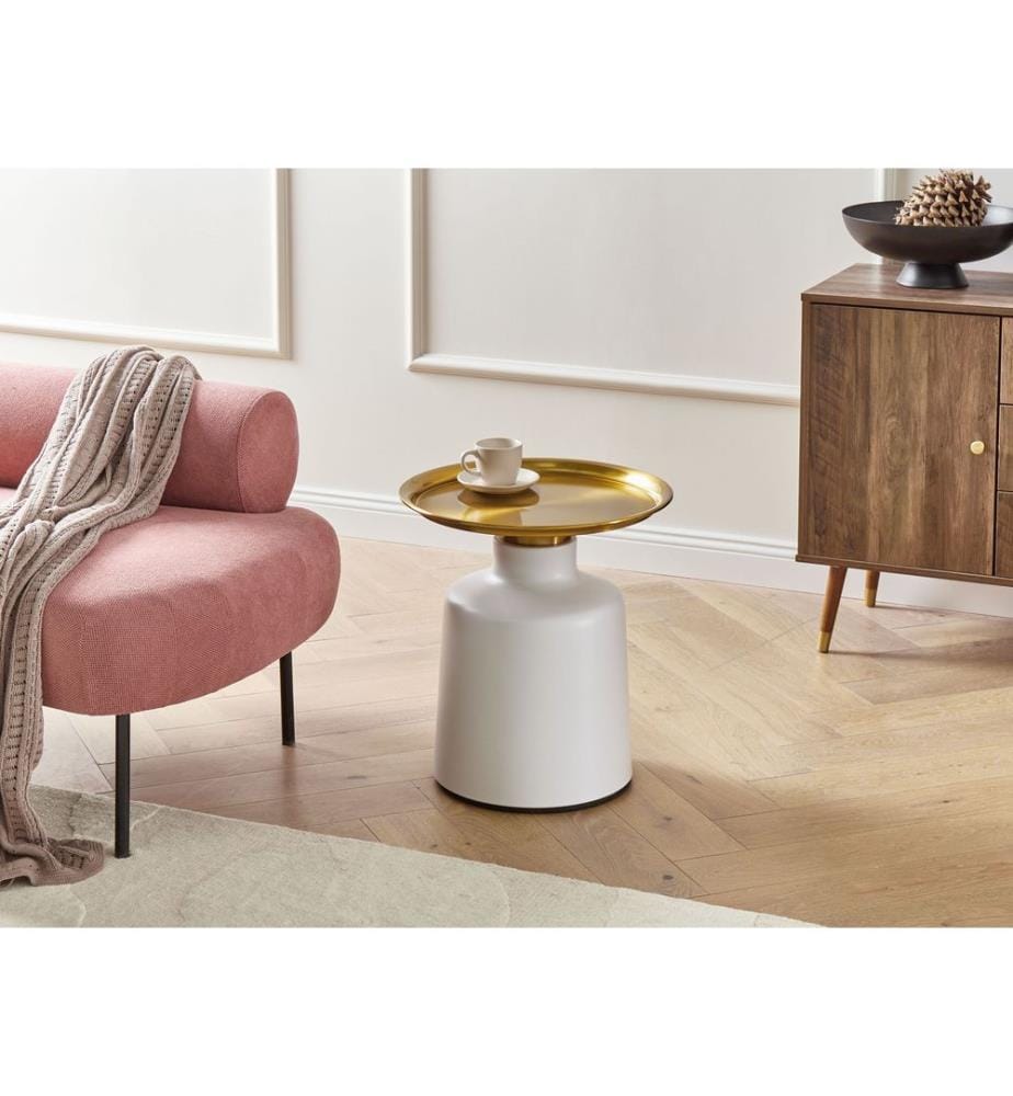 Table d'appoint DOVE Métal Blanc/doré
