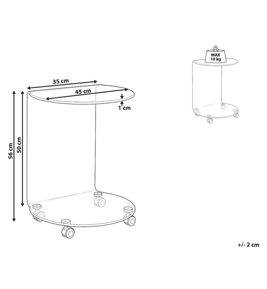 Table d'appoint MINTO Verre de sécurité Bleu avec roues