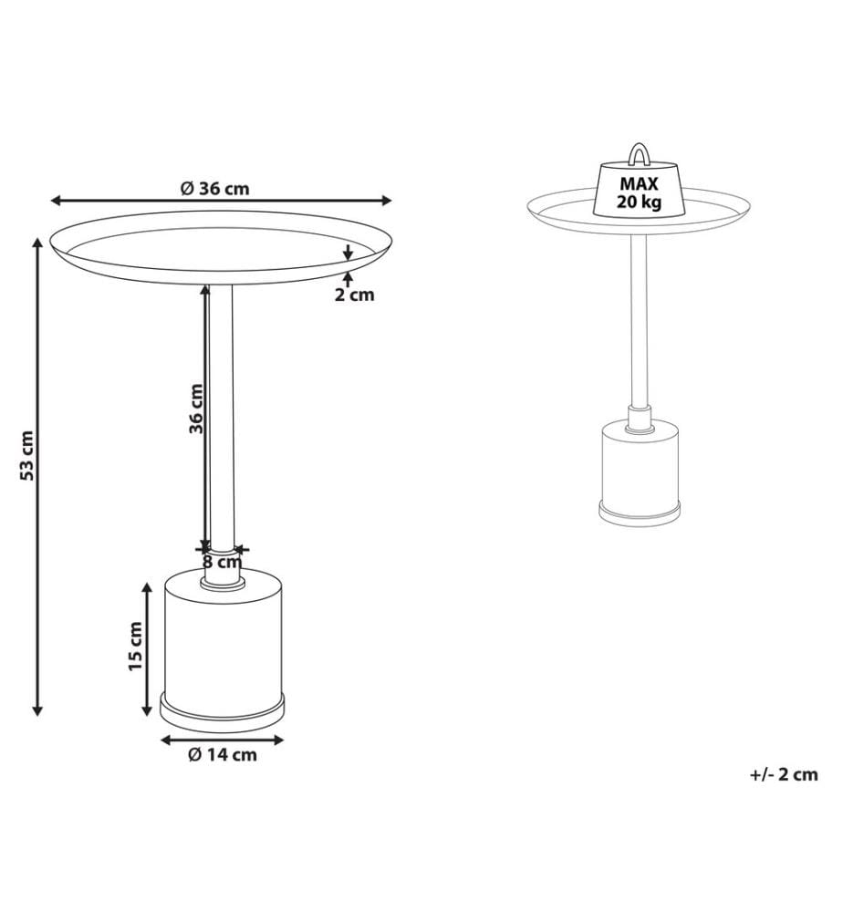 Table d'appoint CAMELO Métal Marbre blanc