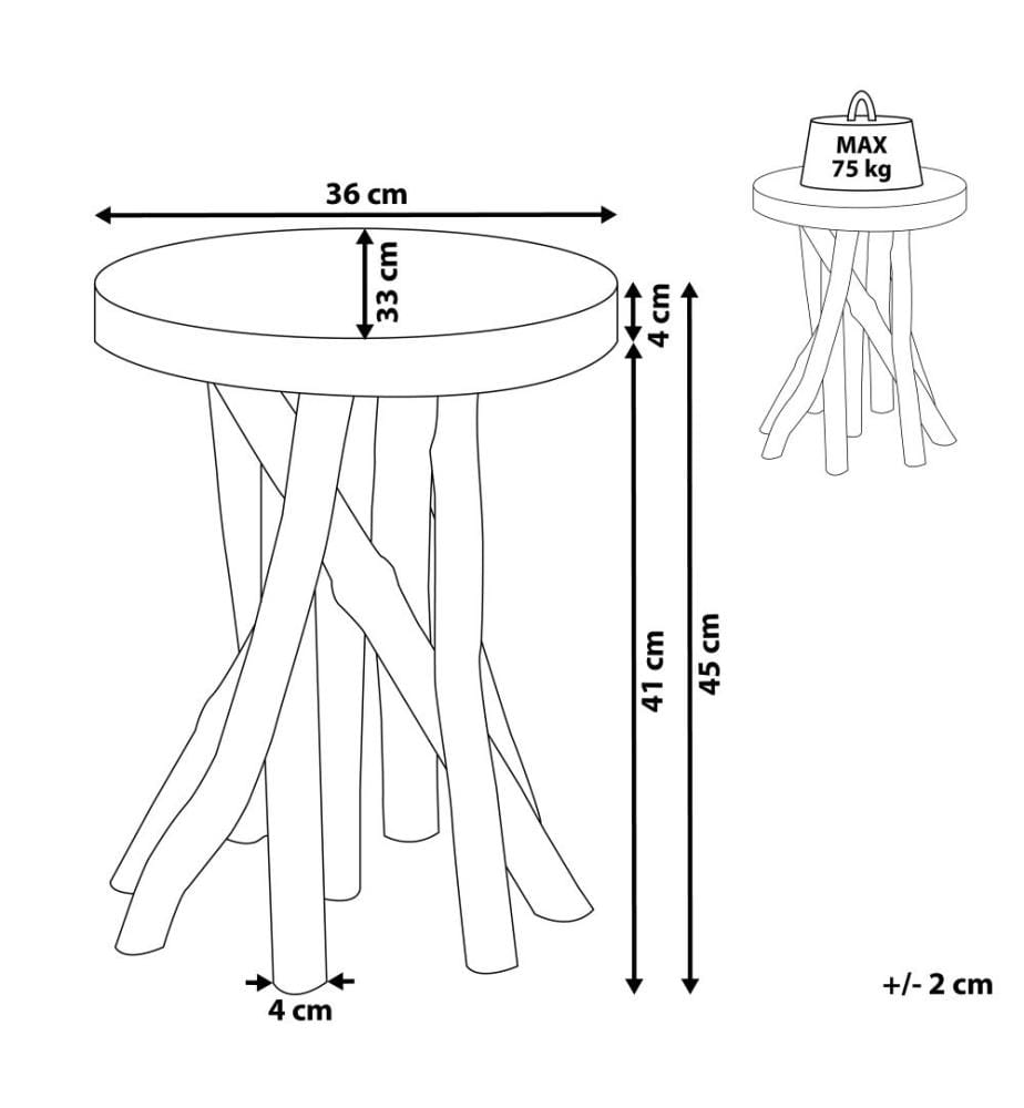 Table d'appoint MERRITT Teck Marron