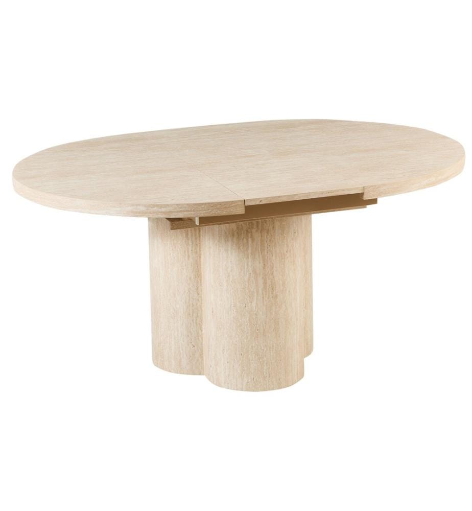Table de salle à manger extensible MORAINE Effet travertin 120/160 cm 120 cm