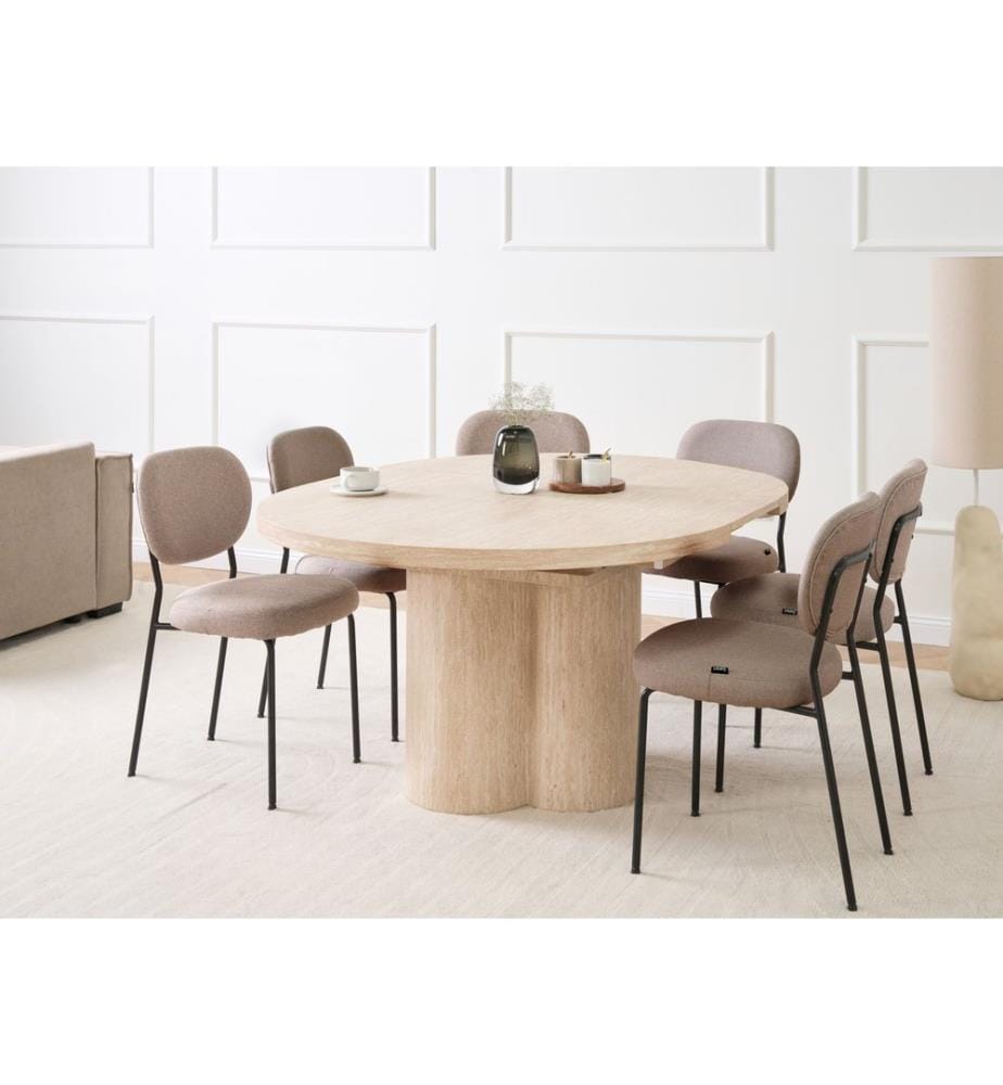 Table de salle à manger extensible MORAINE Effet travertin 120/160 cm 120 cm