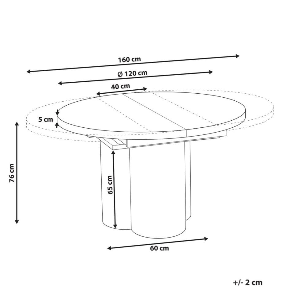 Table de salle à manger extensible MORAINE Effet travertin 120/160 cm 120 cm