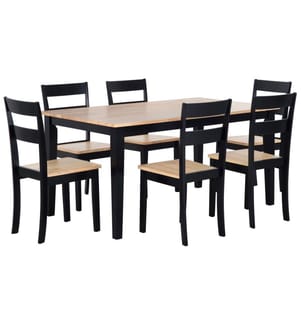 Ensemble pour salle à manger GEORGIA Bois Marron/noir 6 places
