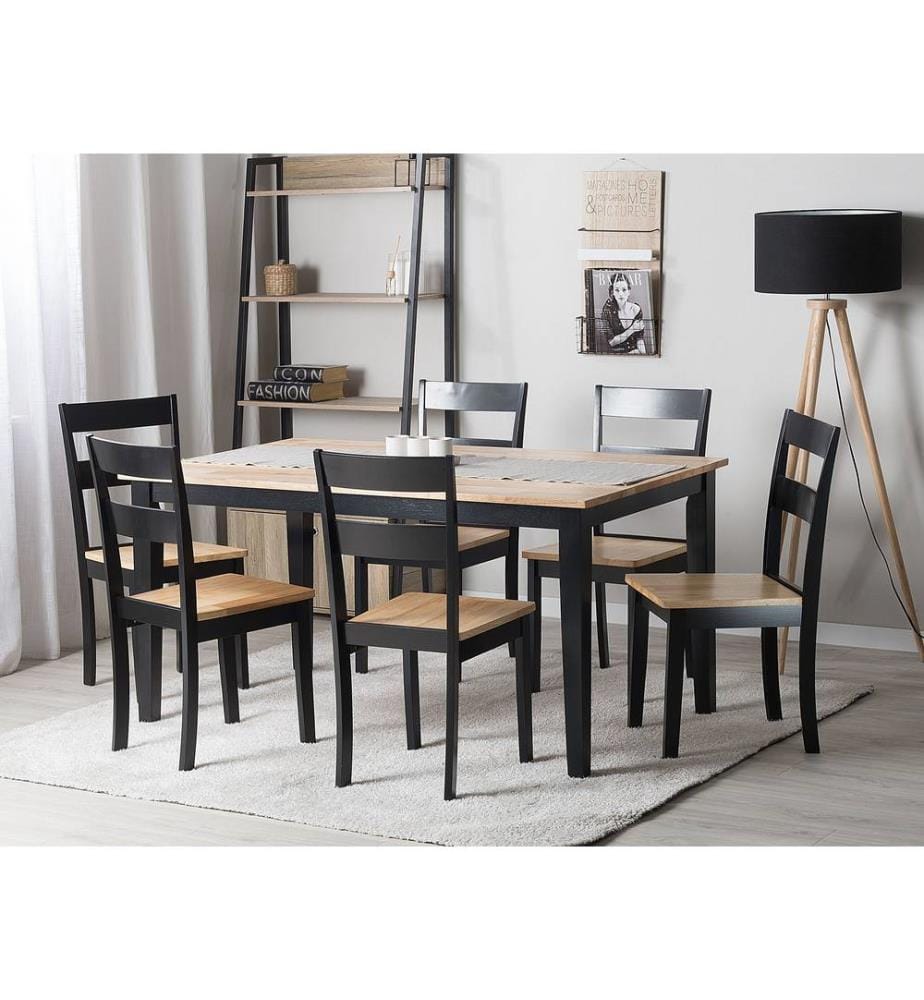 Ensemble pour salle à manger GEORGIA Bois Marron/noir 6 places