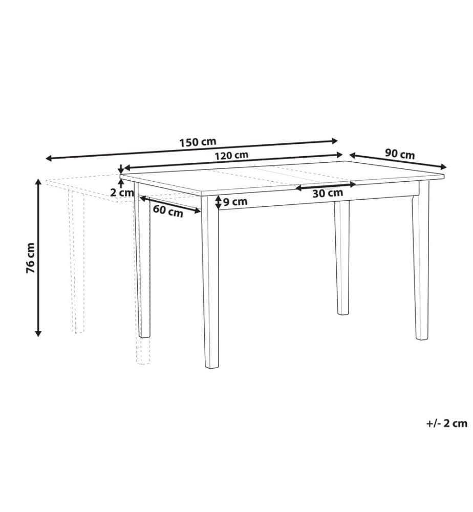 Table de salle à manger extensible HOUSTON Marron clair/blanc 120/150 cm 90 cm Bois de pin