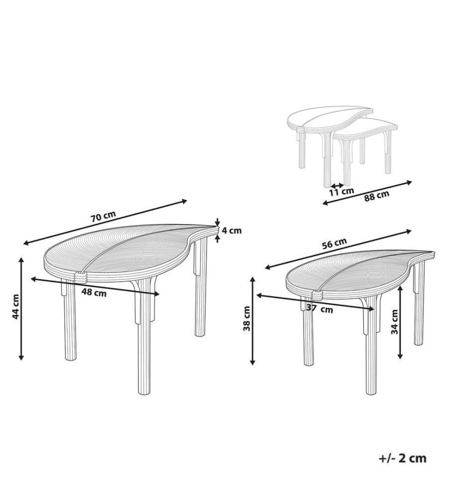 Lot de 2 tables basses PARALIA Rotin Naturel