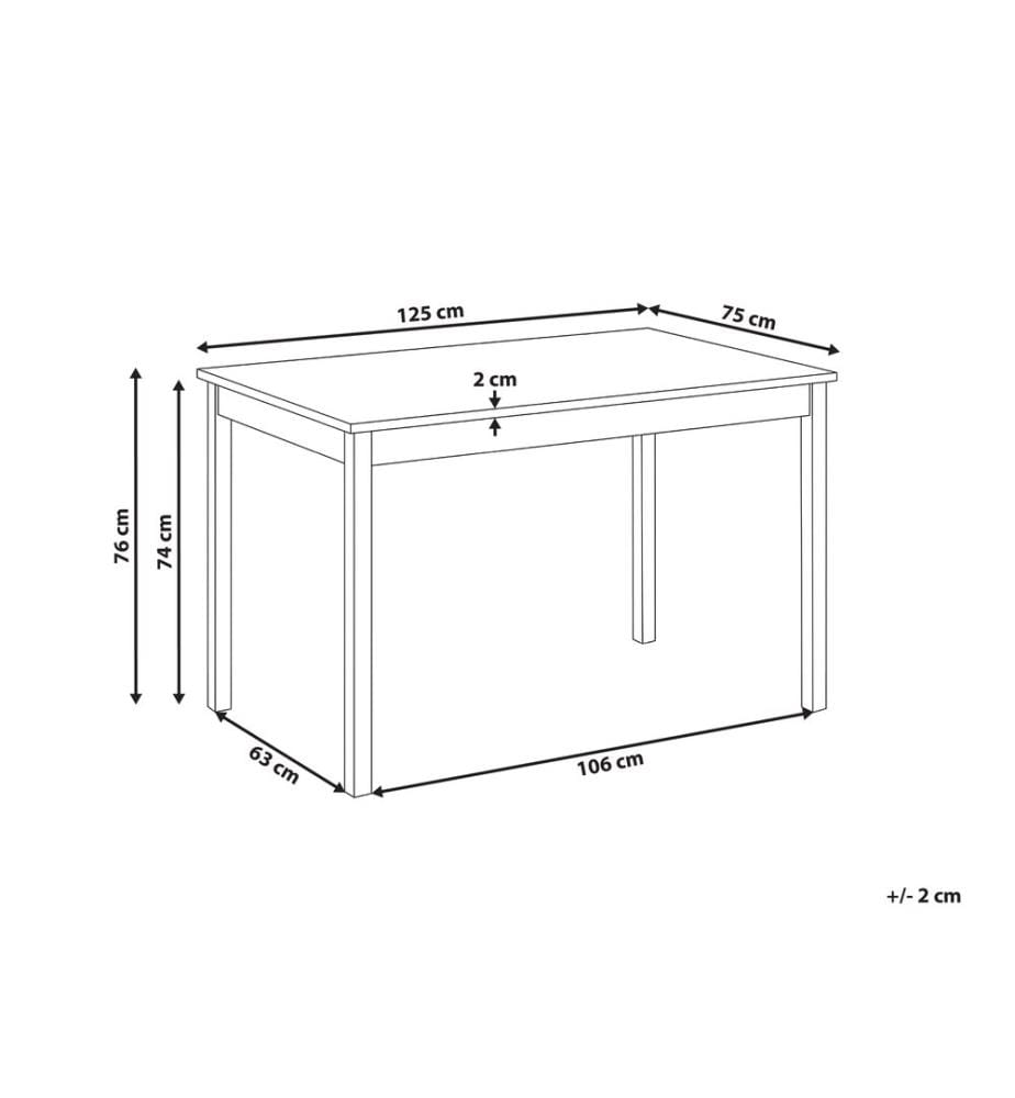 Table de repas HOUSTON Chêne clair 125 cm 75 cm
