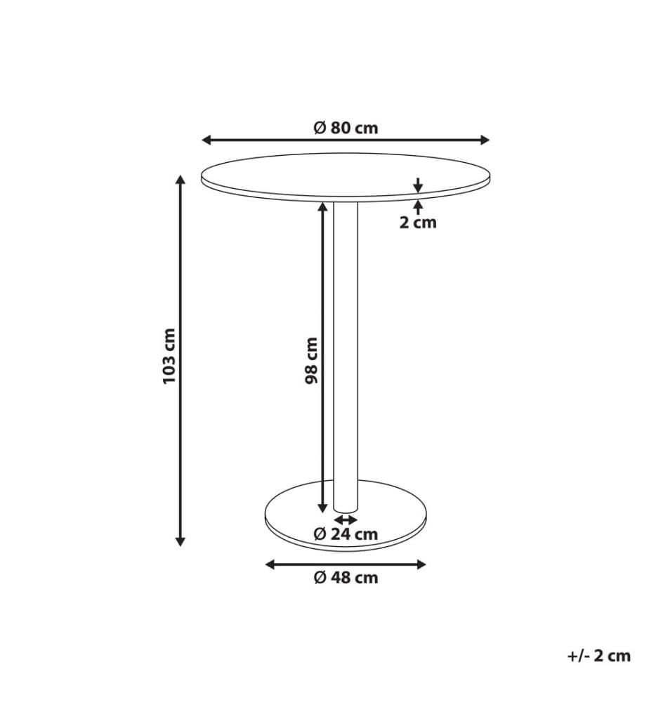 Table de bar MORELLA Marron clair/blanc 80 cm 80 cm