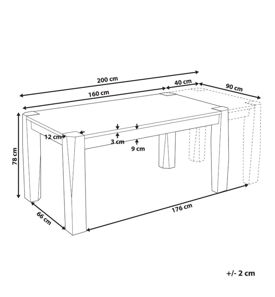 Table de salle à manger extensible MISSION Frêne clair 160/200 cm 90 cm