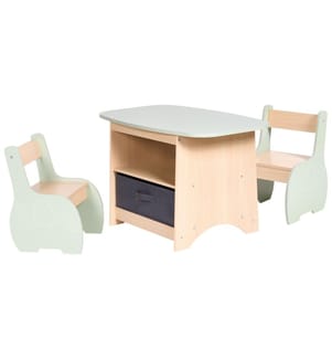 Table et chaises pour enfants LUCAS Marron clair/vert