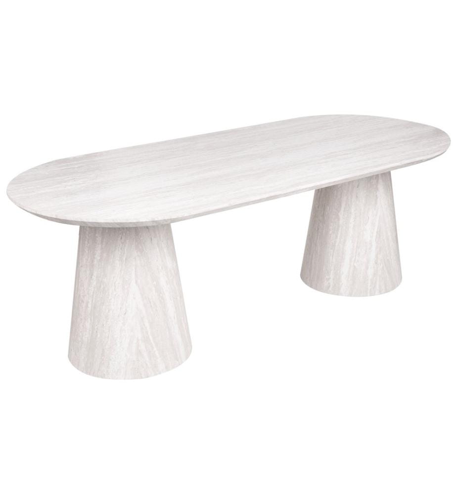 Table de repas LUMAN Effet travertin 220 cm 95 cm