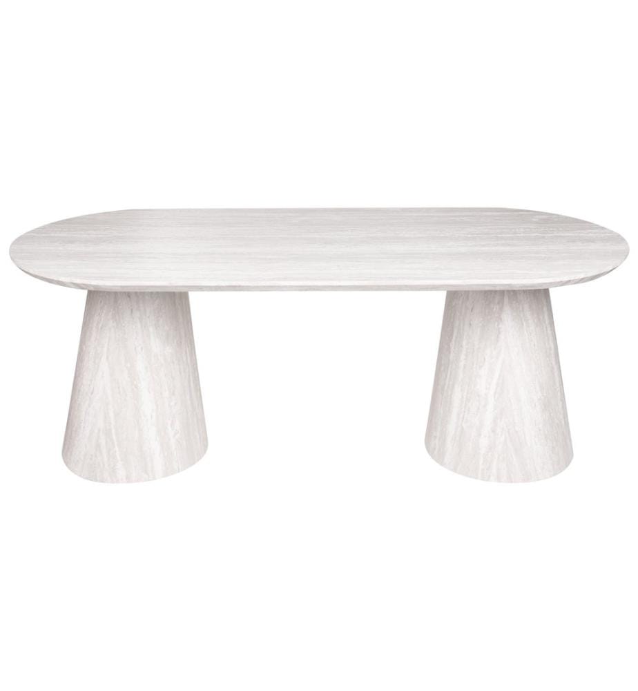 Table de repas LUMAN Effet travertin 220 cm 95 cm