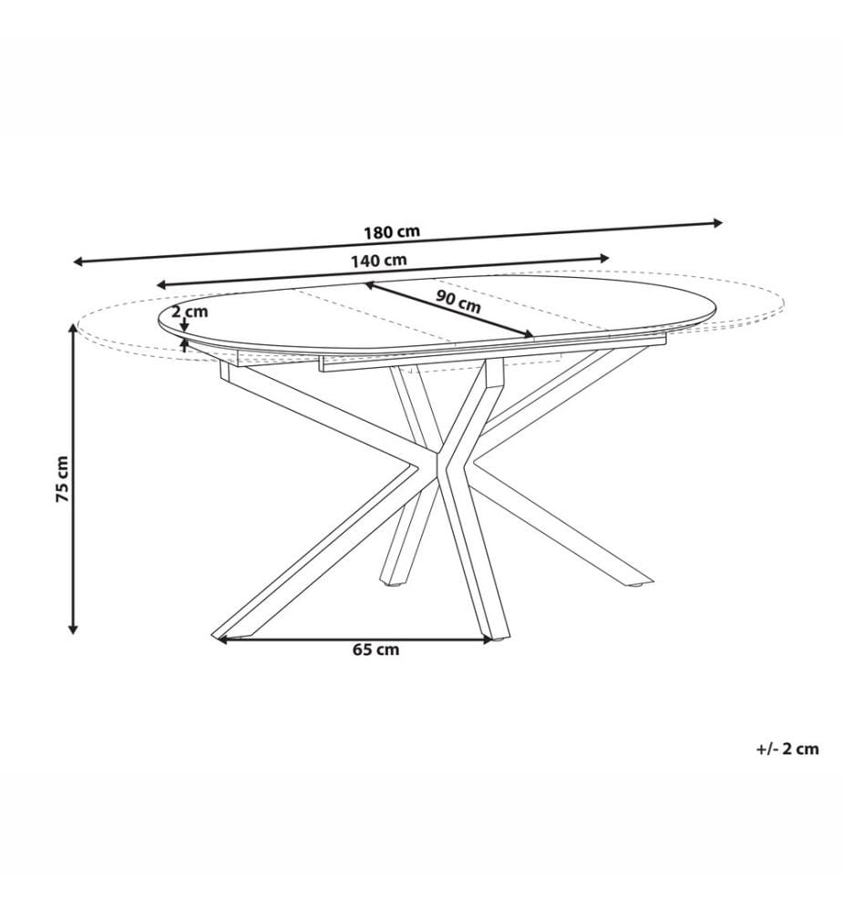 Table de salle à manger extensible MACQUARIE Marron 140/180 cm 90 cm