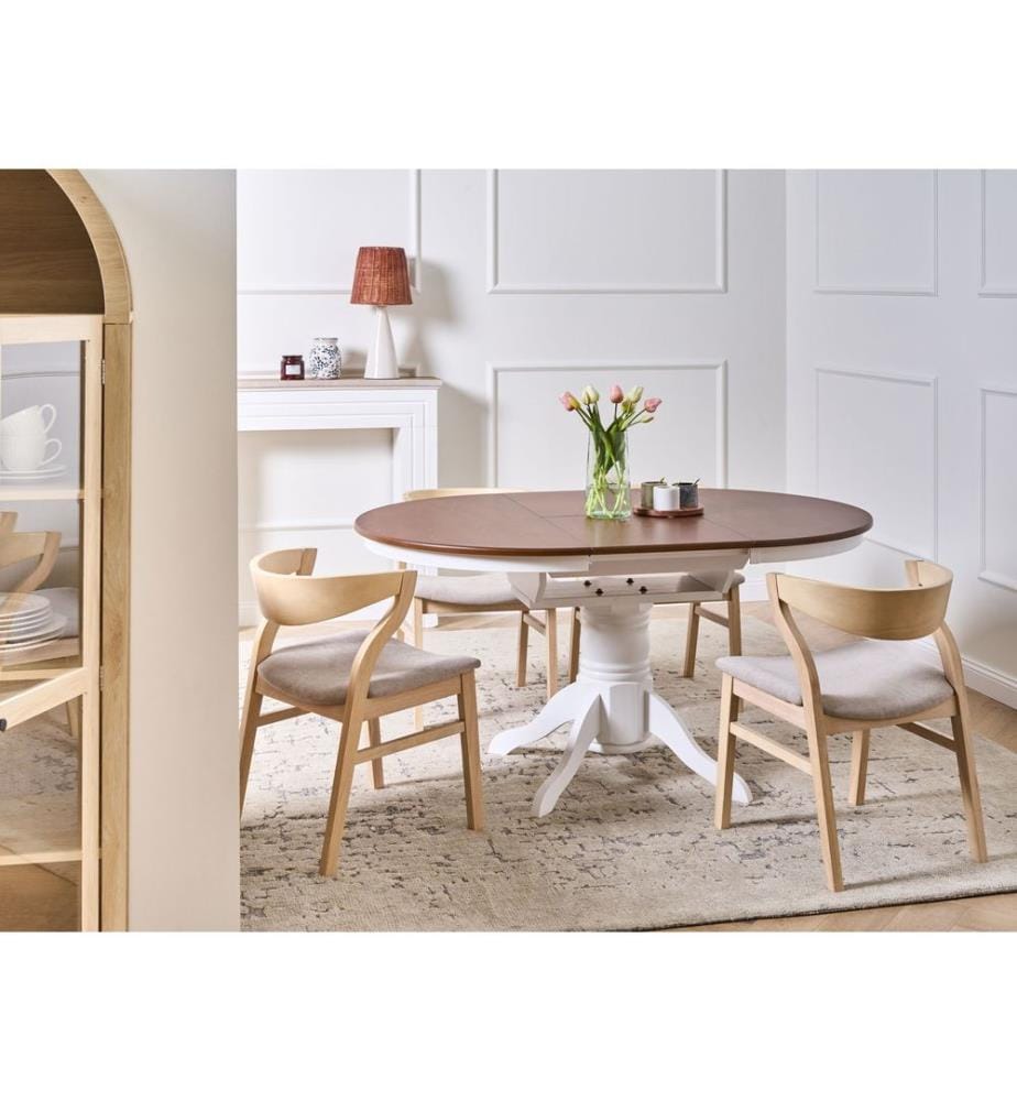 Table de salle à manger extensible AKRON Frêne marron 106/150 cm 106 cm Bois