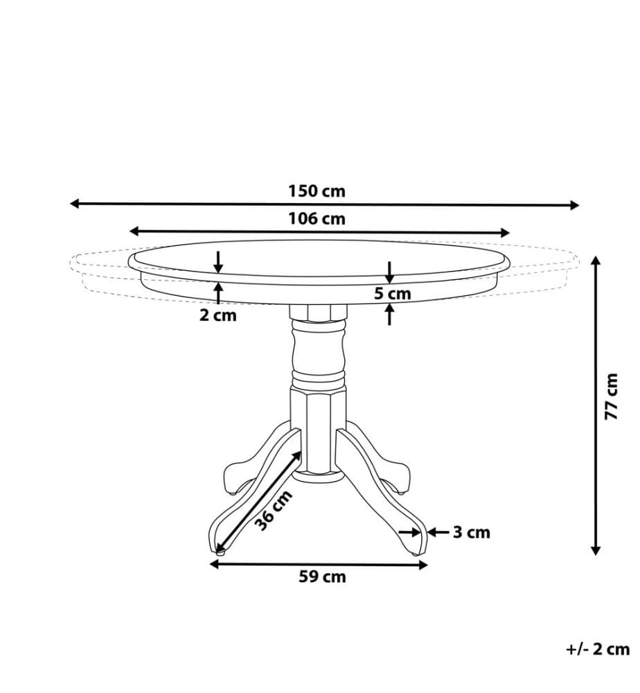 Table de salle à manger extensible AKRON Frêne marron 106/150 cm 106 cm Bois