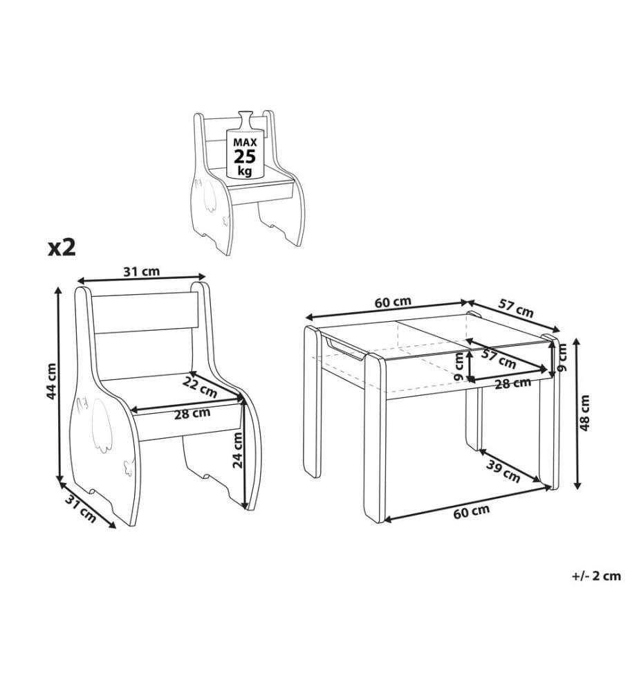 Table et chaises pour enfants LOYD Blanc