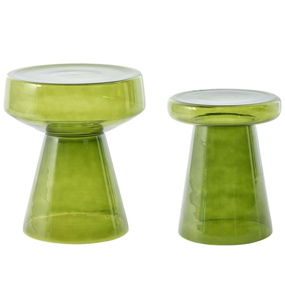 Lot de 2 tables d'appoint LAGUNA/CALDERA Verre Vert