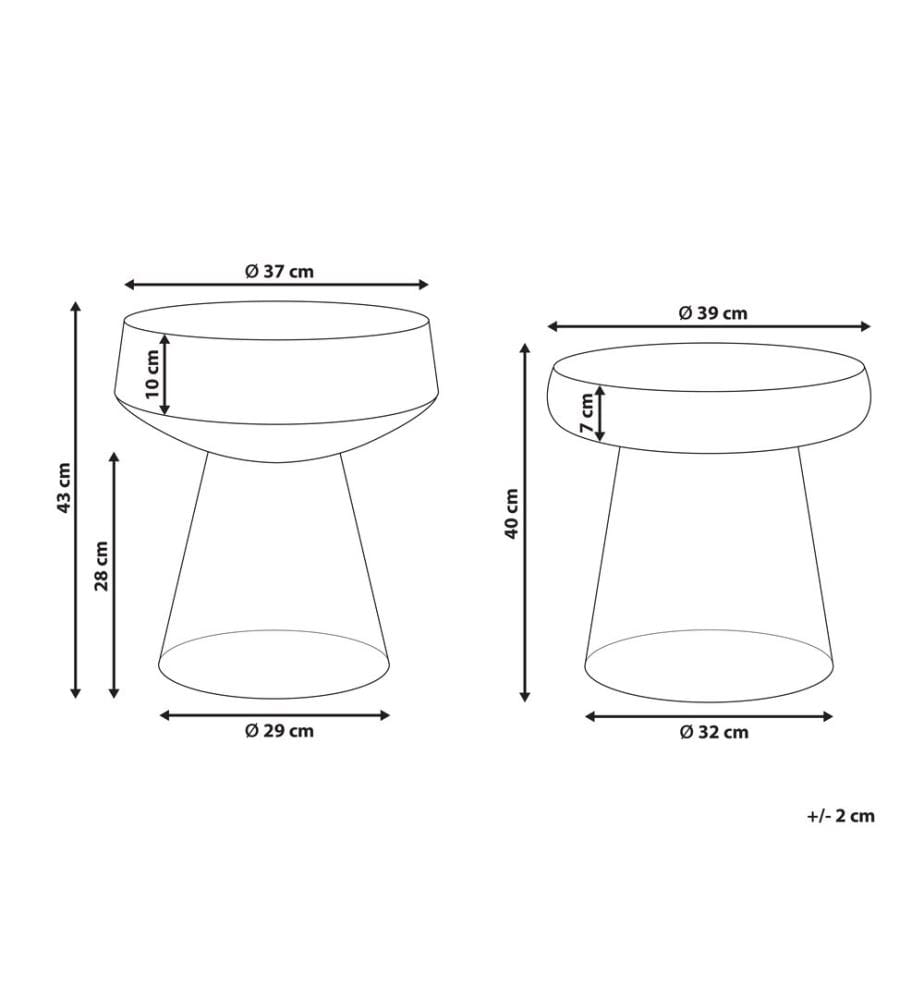 Lot de 2 tables d'appoint LAGUNA/CALDERA Verre Vert
