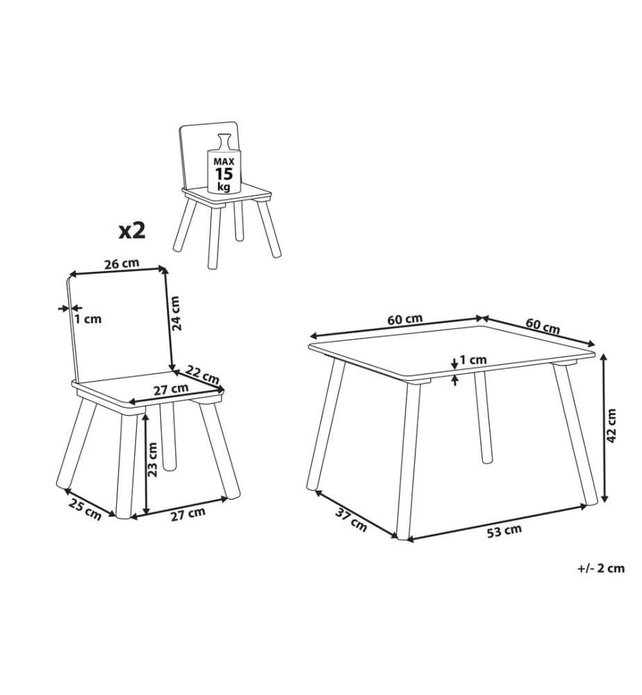 Table et chaises pour enfants WRINGLEY Blanc