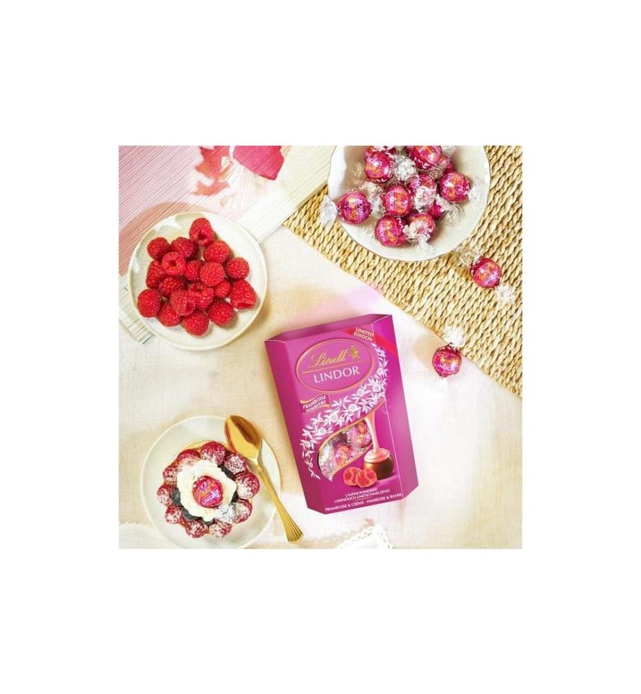 LINDT - Pralines au chocolat Lindor Kugeln Framboise & crème 200 g