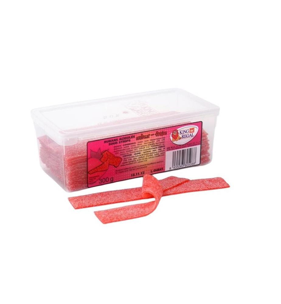 King Regal Gummibonbons Mini Sour Strips Erdbeer 300 g