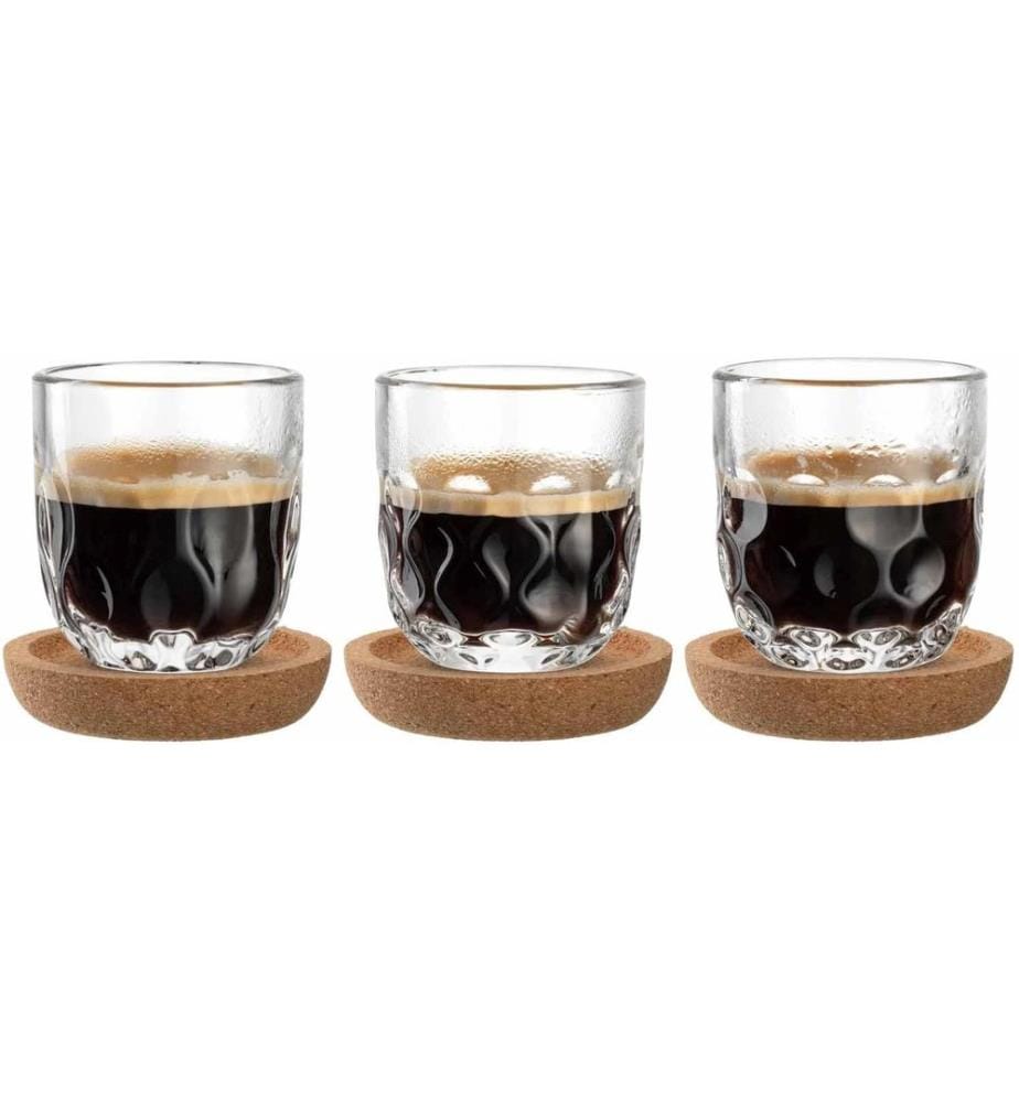 LEONARDO - Cappuccino Becher Gocce mit Untersetzer 60 ml, Transparent