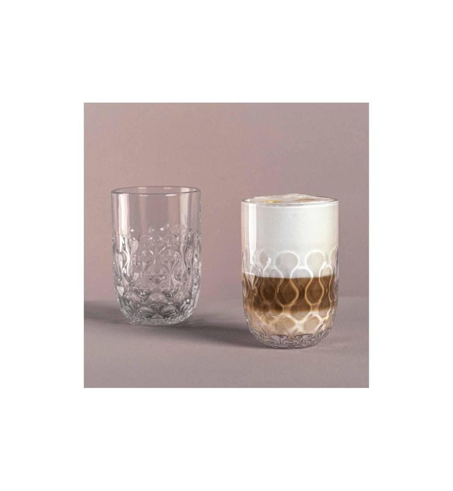 LEONARDO - Cappuccino Becher Gocce 2 380 ml, 2 Stück, Transparent