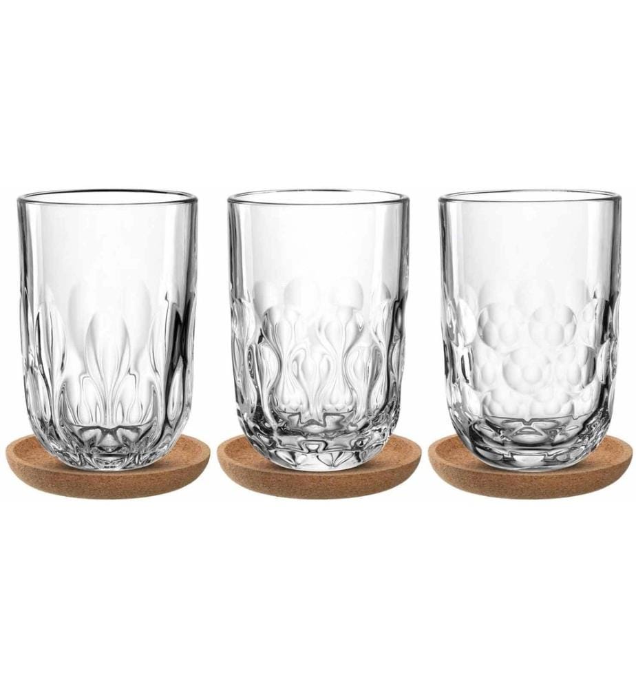LEONARDO - Cappuccino Becher Gocce mit Untersetzer 380 ml, Transparent