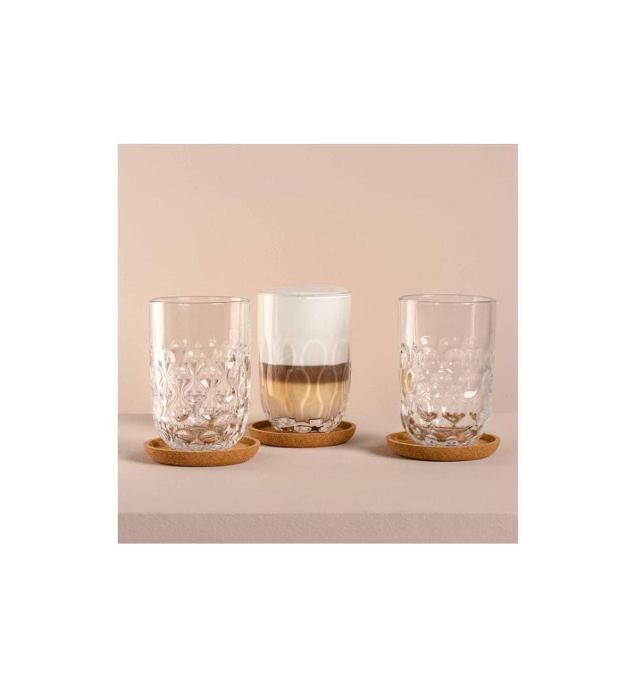 LEONARDO - Cappuccino Becher Gocce mit Untersetzer 380 ml, Transparent