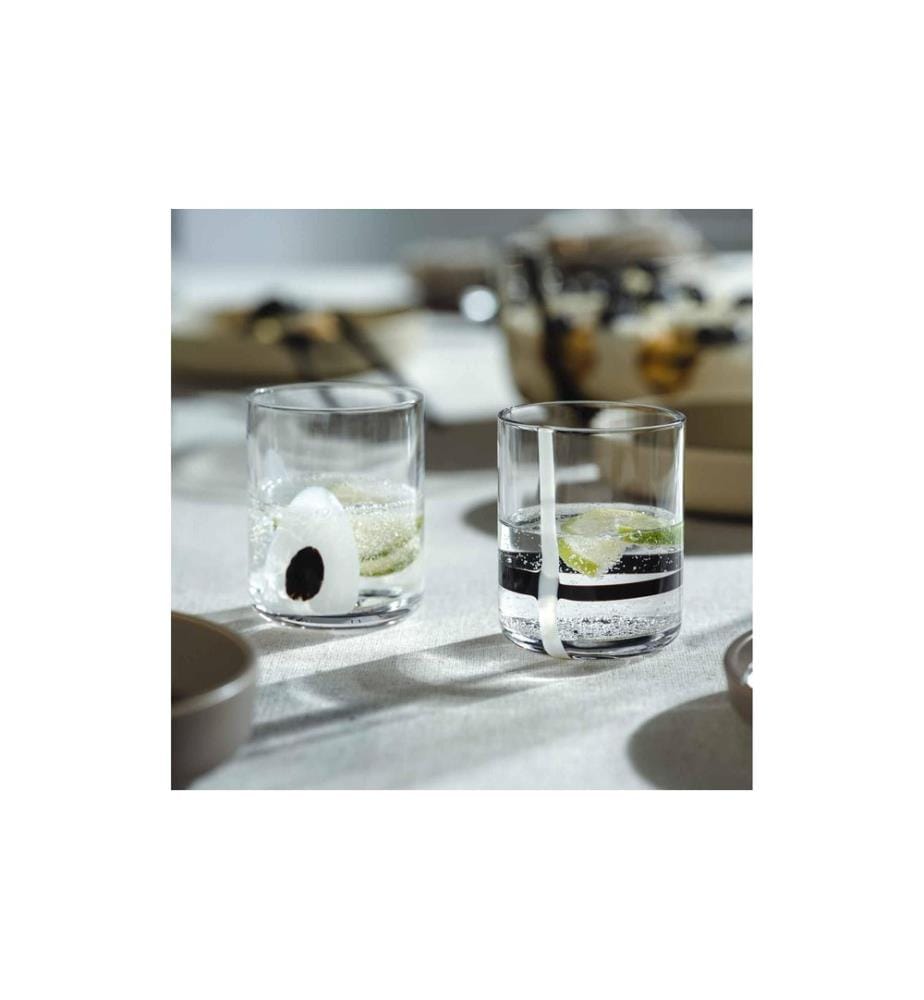LEONARDO - Gobelet Banda Nera 300 ml, 2 pièces, Transparent/Noir