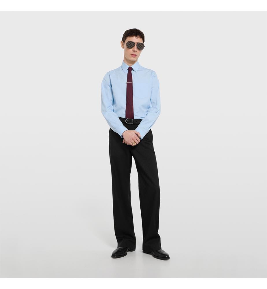 Camicia in popeline di cotone - Azzurro