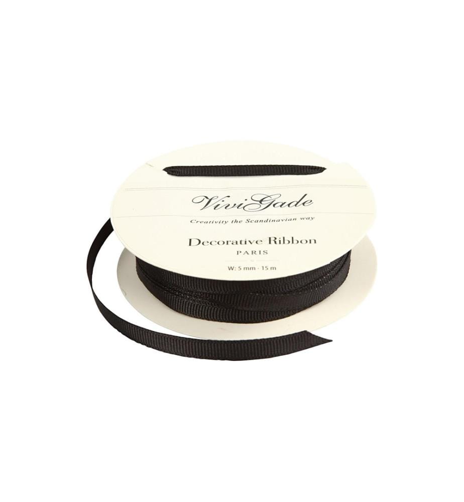 CREATIV COMPANY - Textilband 6 mm x 15 m, Schwarz