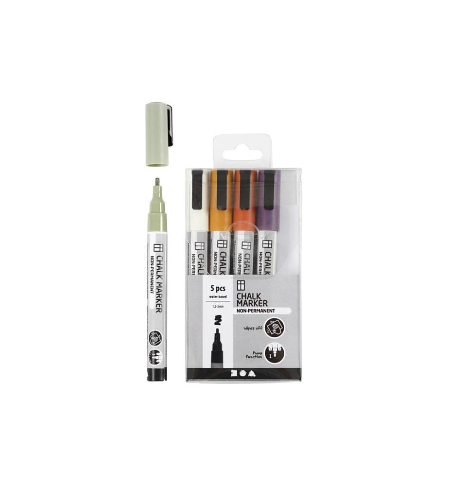CREATIV COMPANY - Kreidemarker Pastell 5 Stück, Mehrfarbig/Orange