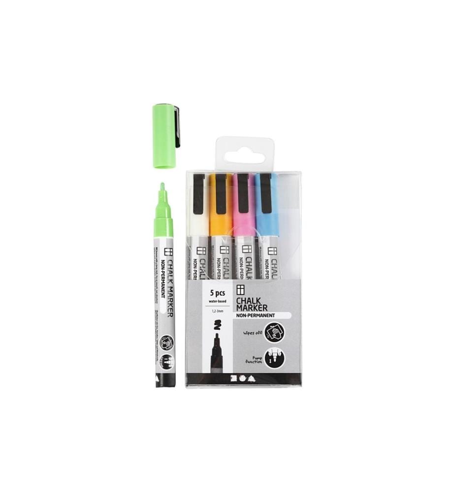 CREATIV COMPANY - Kreidemarker Kräftige Farben 5 Stück, Mehrfarbig/Rosa