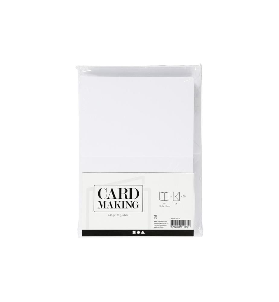 CREATIV COMPANY - Blankokarte und Couvert 10.5 x 15 cm, 50 Stück, Weiss