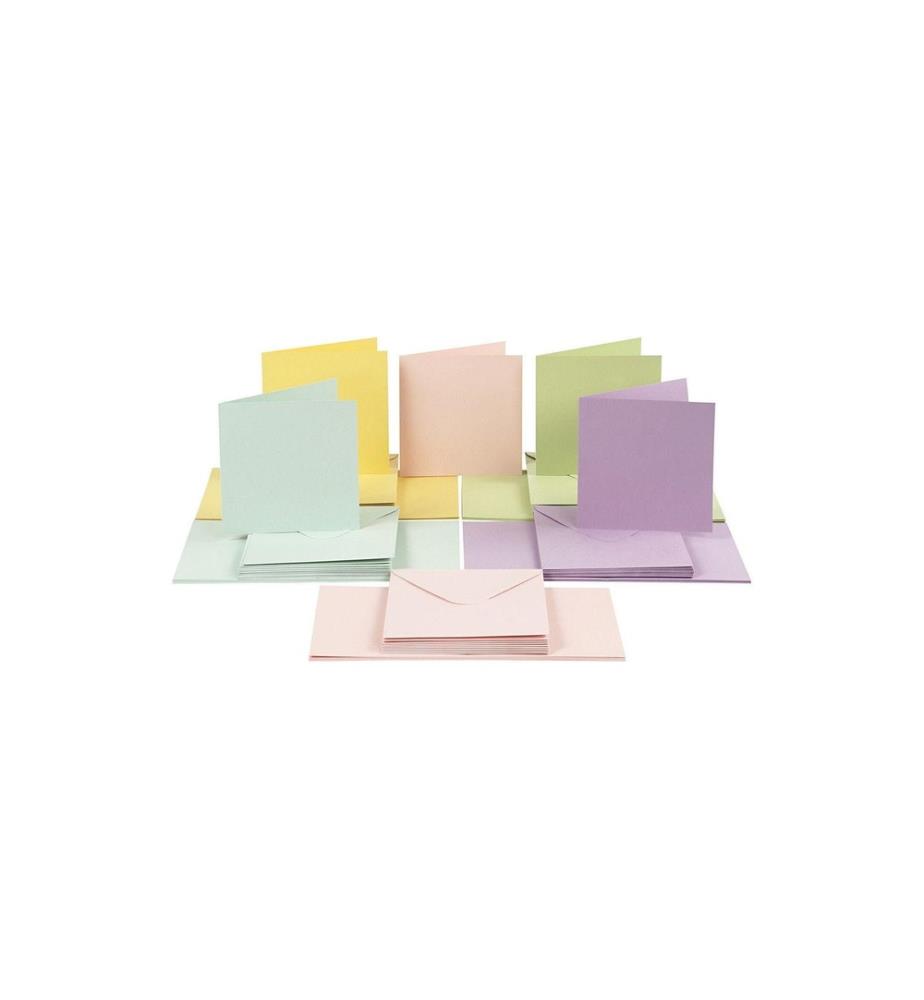 CREATIV COMPANY - Carte vierge 15 x 15 cm 50 kits, pastel