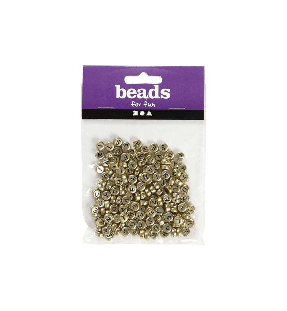 CREATIV COMPANY - Perles alphabet 7 mm plastique, or/noir
