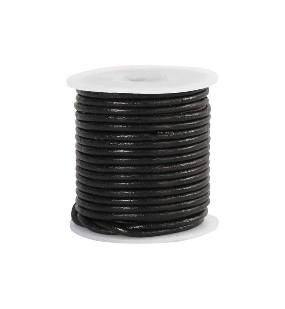 CREATIV COMPANY - Lederband 2 mm, Schwarz, 10 m