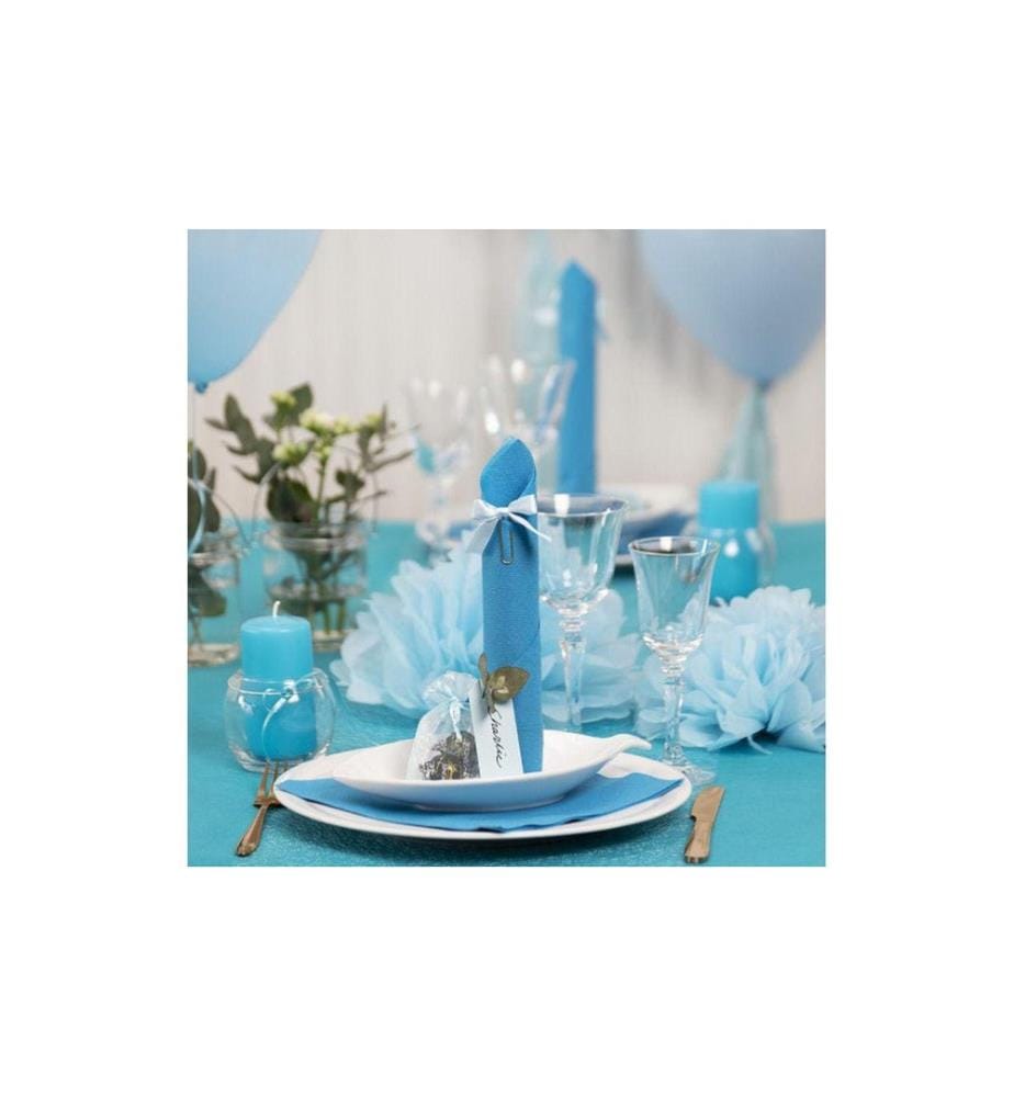 CREATIV COMPANY - Chemin de table Réseau 30 cm x 1000 cm, Bleu