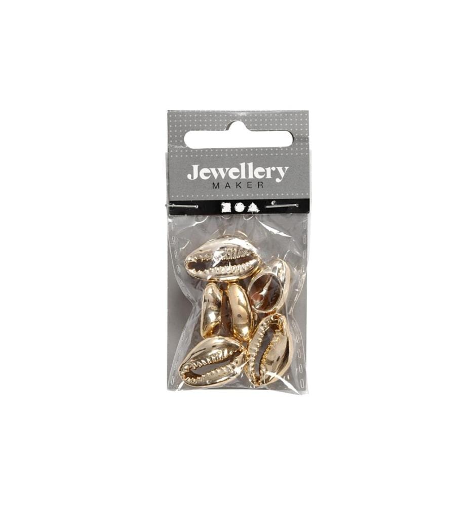 CREATIV COMPANY - Perlen Muscheln, 20 mm, gold, 6 Stk.