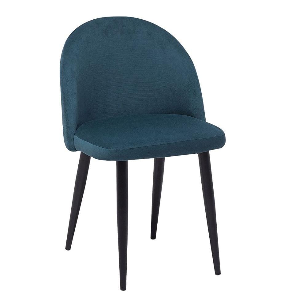 Esszimmerstuhl 2er Set Dunkelblau Samtstoff Metallbeine Modern