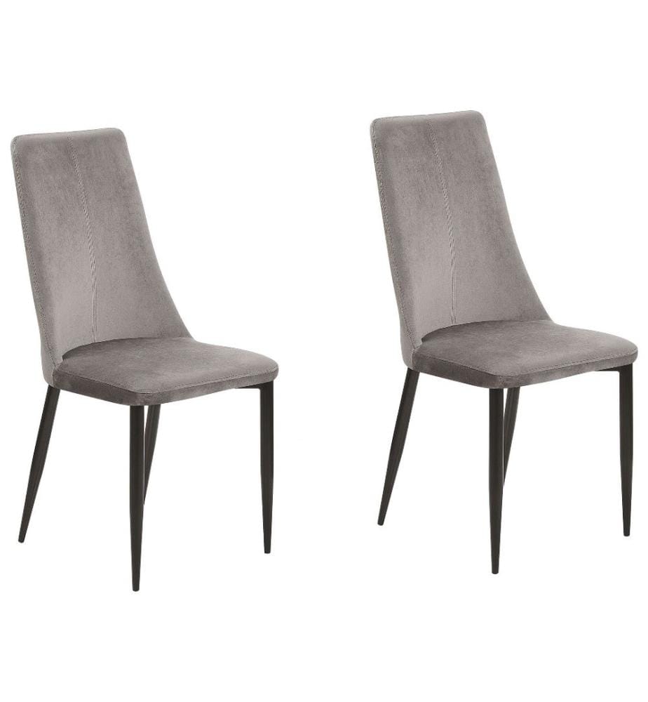 Esszimmerstuhl 2er Set Grau Samtstoff Metallbeine Retro-Stil