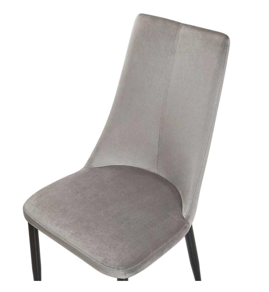 Esszimmerstuhl 2er Set Grau Samtstoff Metallbeine Retro-Stil