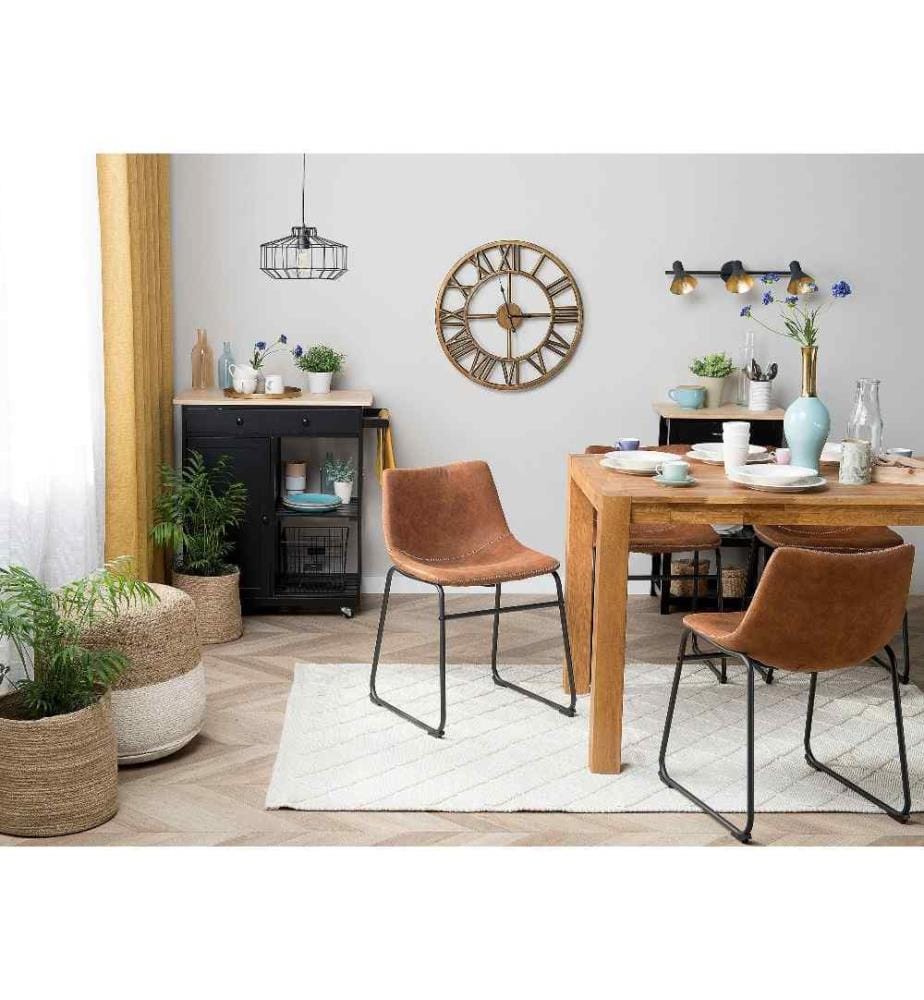 Esszimmerstuhl 2er Set BATAVIA Stoff Goldbraun