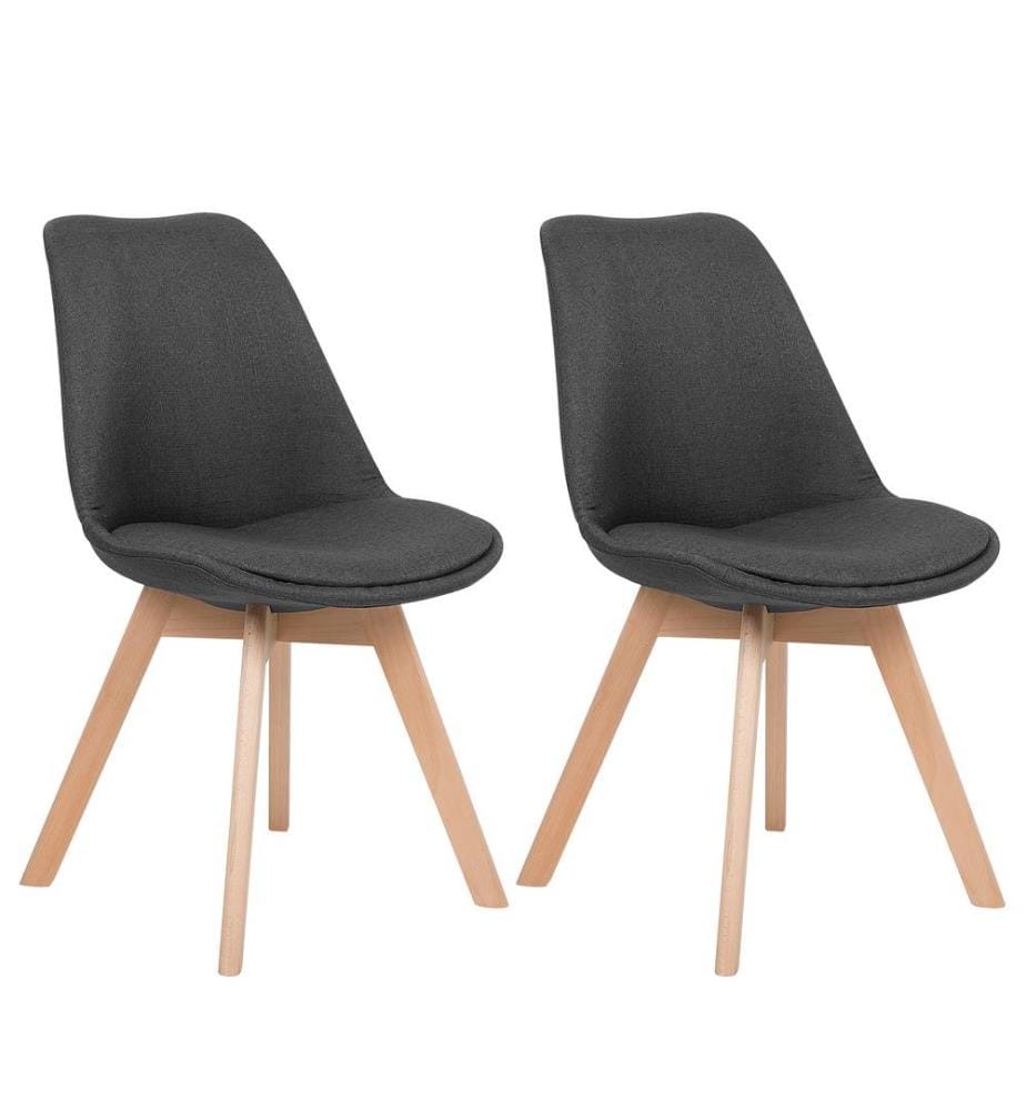 Esszimmerstuhl 2er Set Dunkelgrau Polsterbezug Holzbeine Modern
