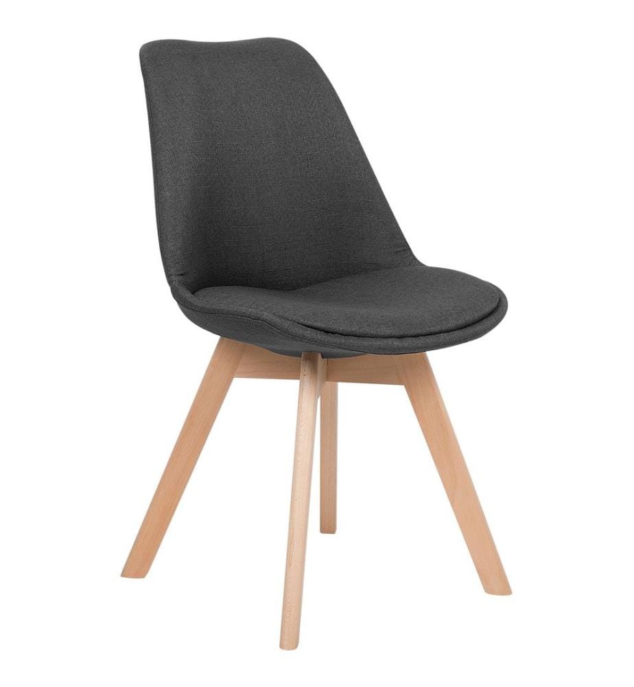 Esszimmerstuhl 2er Set Dunkelgrau Polsterbezug Holzbeine Modern