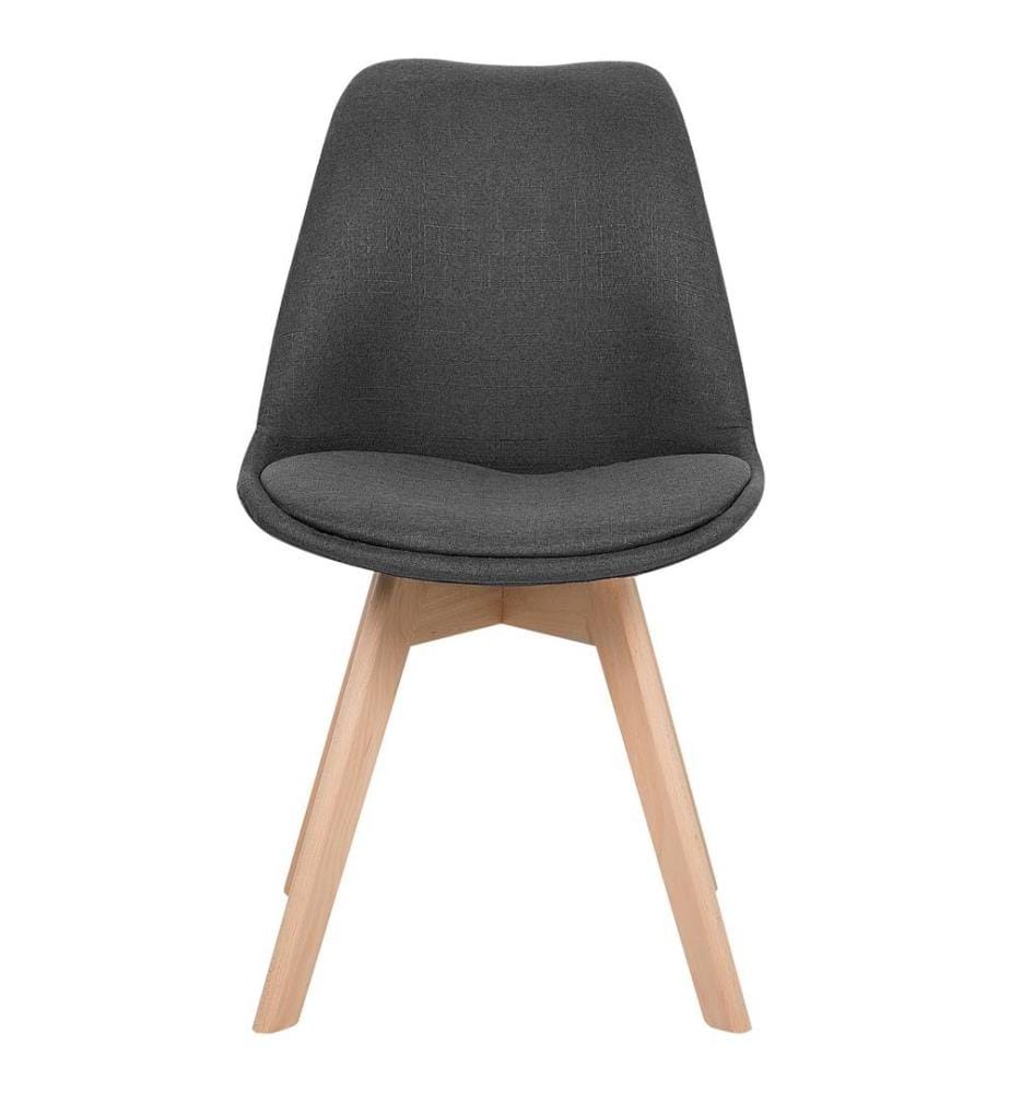 Esszimmerstuhl 2er Set Dunkelgrau Polsterbezug Holzbeine Modern
