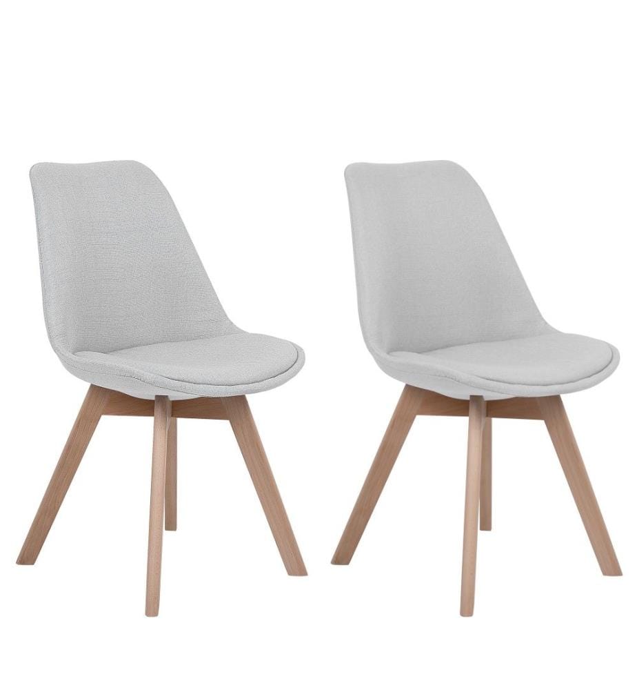 Esszimmerstuhl 2er Set Hellgrau Polsterbezug Holzbeine Modern