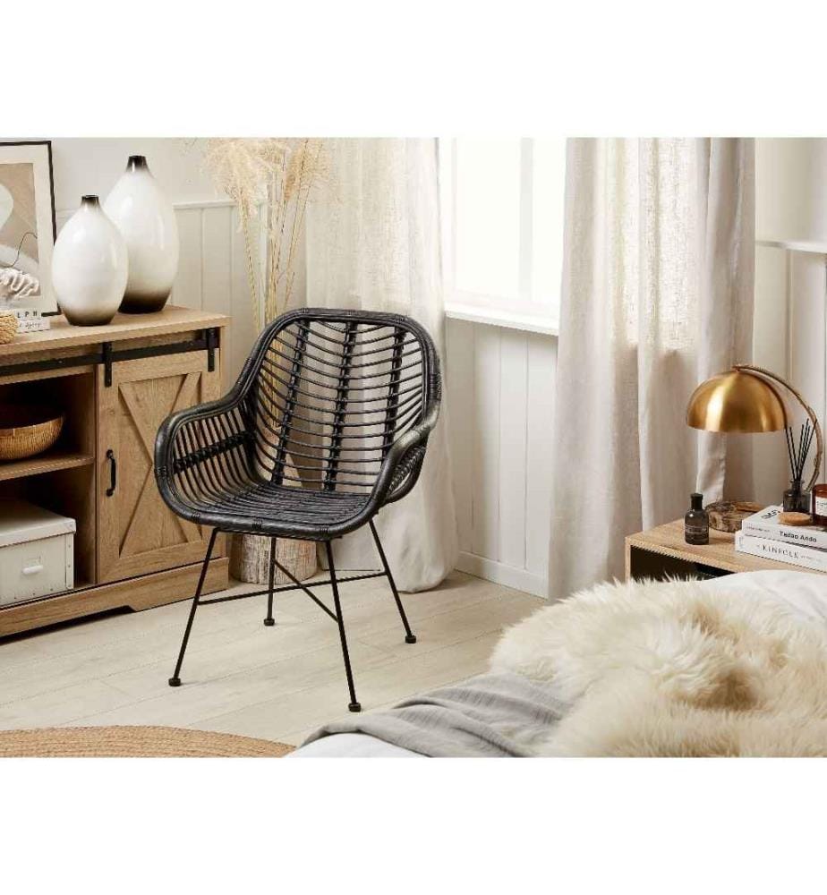 Esszimmerstuhl CANORA Rattan Schwarz